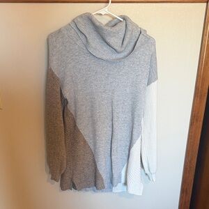 Maurices Gray and Cream Cowl Neck Sweater